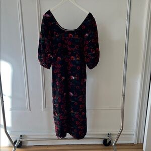 Rachel Comey Black and Red Floral Long Sleeve Dress